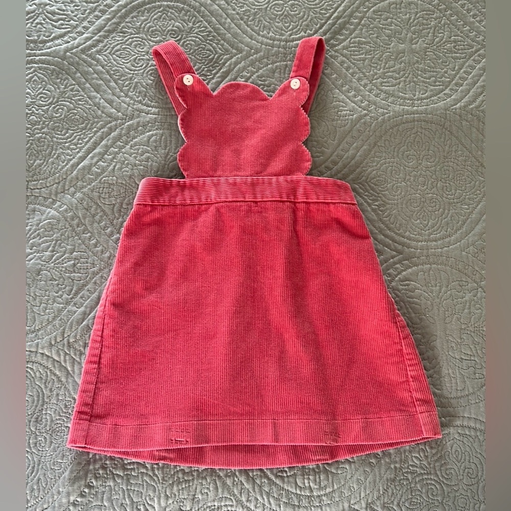 Bella Bliss Scalloped Pink Corduroy Jumper Dress
